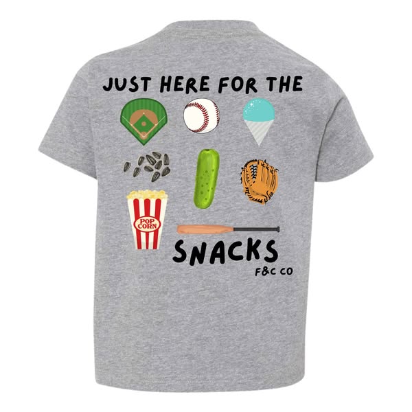 HERE FOR THE SNACKS (BASEBALL) T-SHIRT