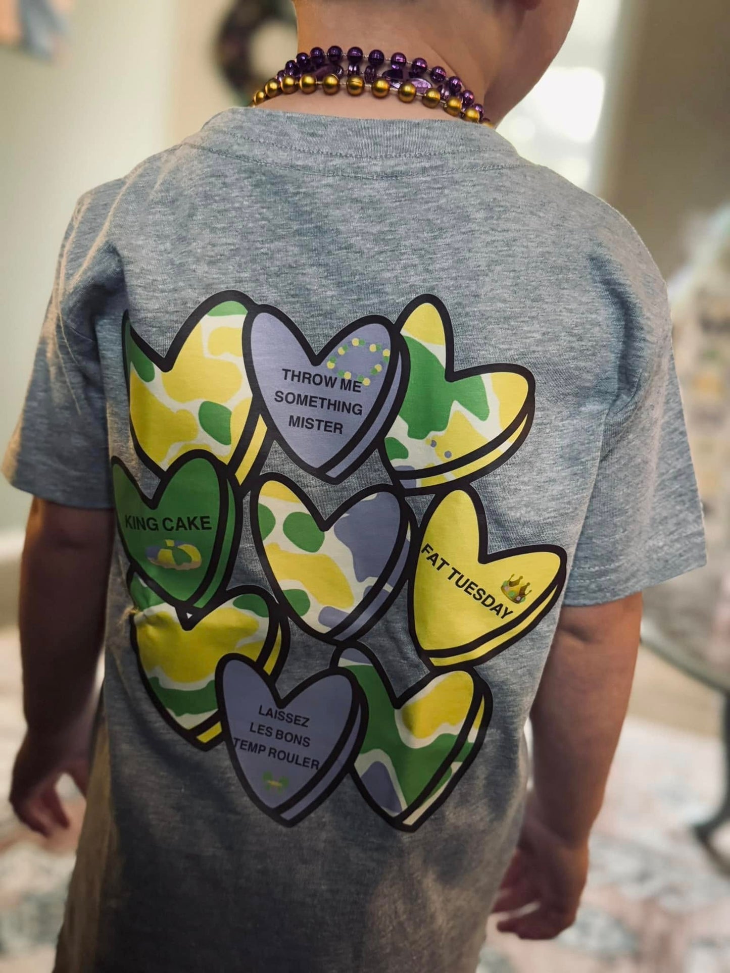 MARDI GRAS HEARTS T-SHIRT