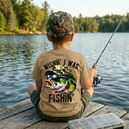 WISHIN I WAS FISHIN T-SHIRT