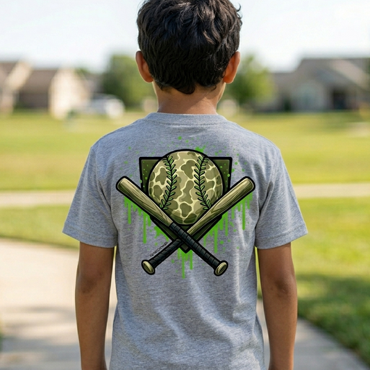CAMO BASEBALL DRIP T-SHIRT