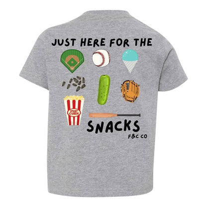HERE FOR THE SNACKS (BASEBALL) T-SHIRT