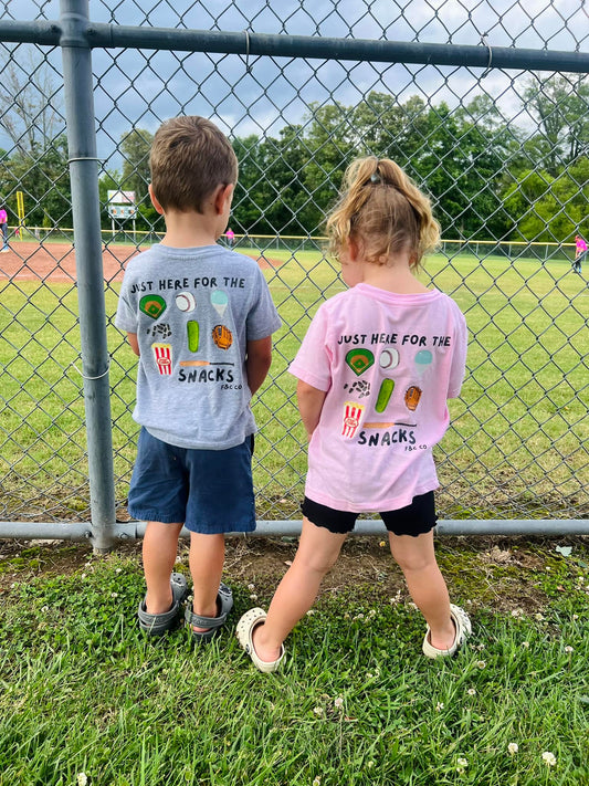 HERE FOR THE SNACKS (BASEBALL) T-SHIRT