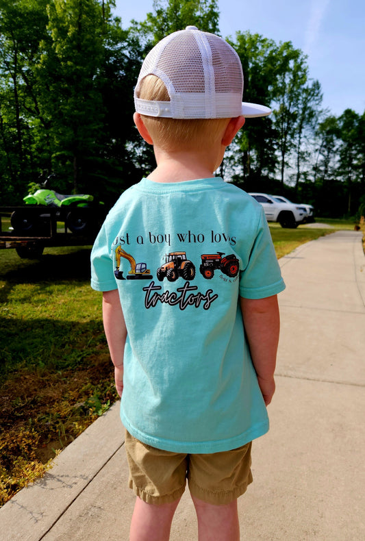JUST A BOY WHO LOVES TRACTORS T-SHIRT