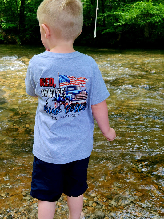 RED, WHITE, AND BLUE COLLAR T-SHIRT